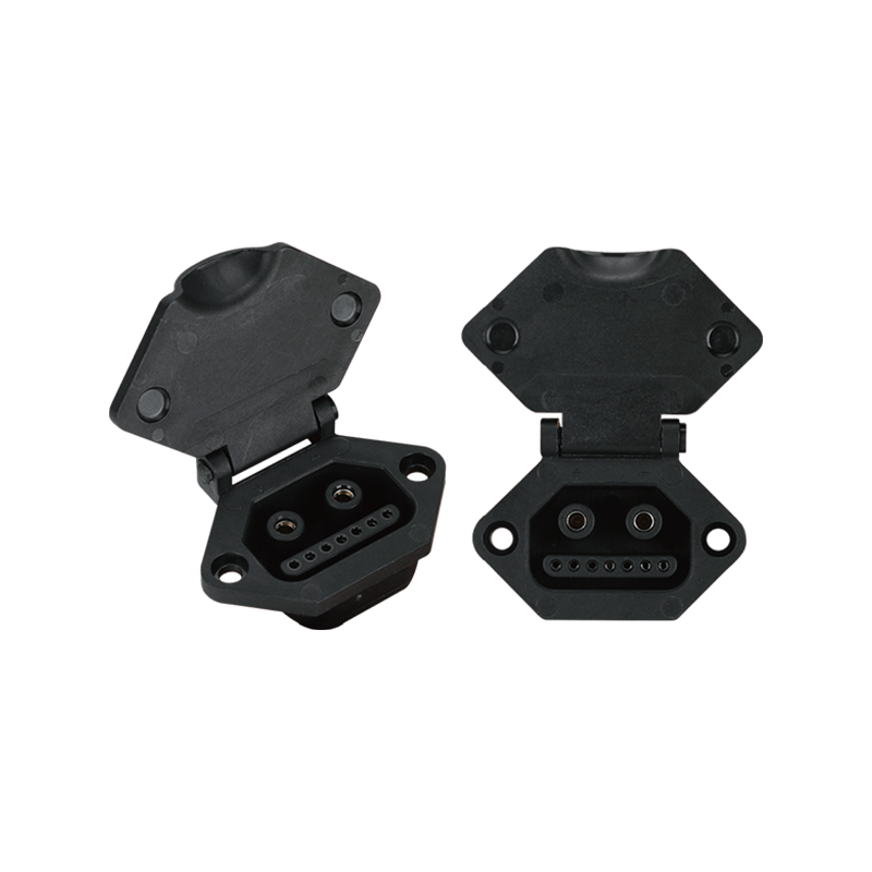 ZTC3038 2+7 Hinged-Cover Panel-Mount Power Socket